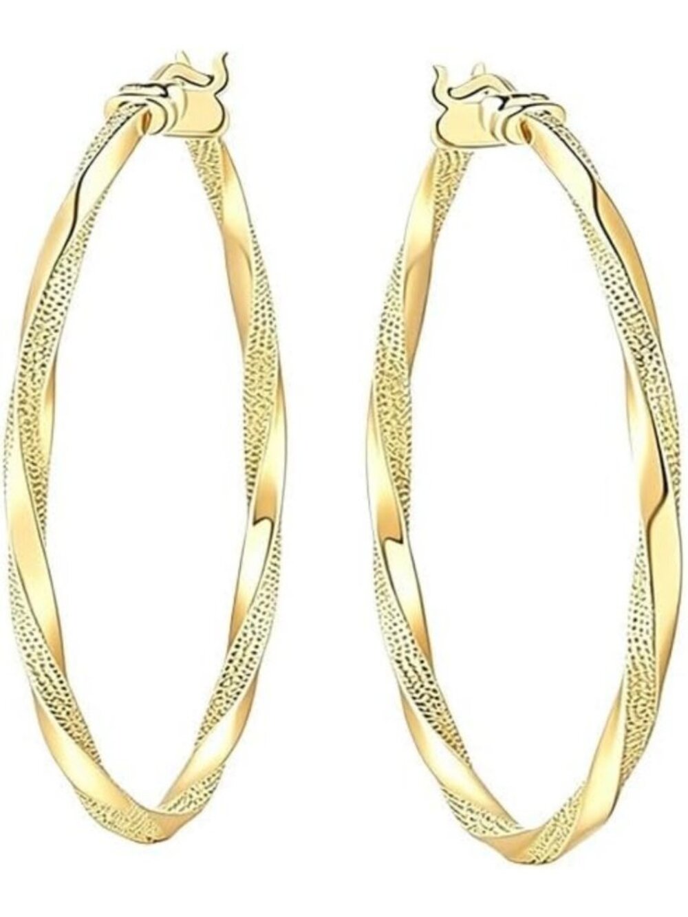 Lightweight 14K Gold Twisted Hoop Earrings - Stylish Fashion Jewelry for Women